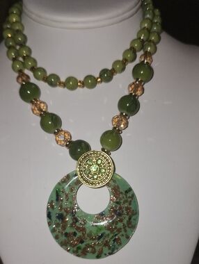 Dichroic Green Glass Statement Necklace